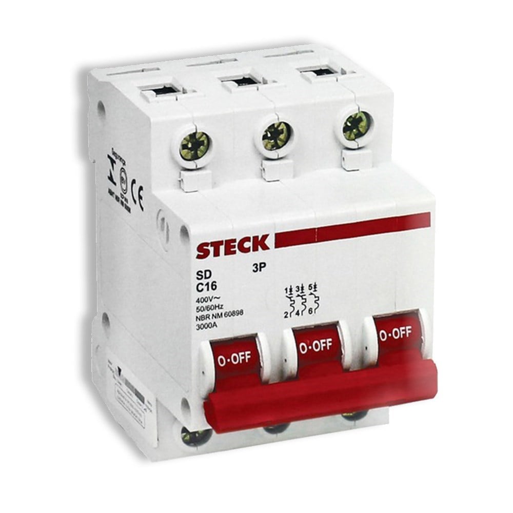 Disjuntor Steck DIN Tripolar - 25A SD63 C | SDD63C25