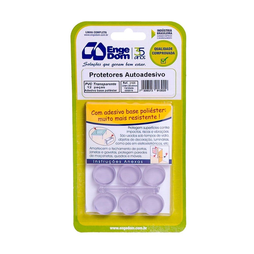Protetor Adesivo Engedom Trasparente Redondo 20X4MM 12 Peças 1302