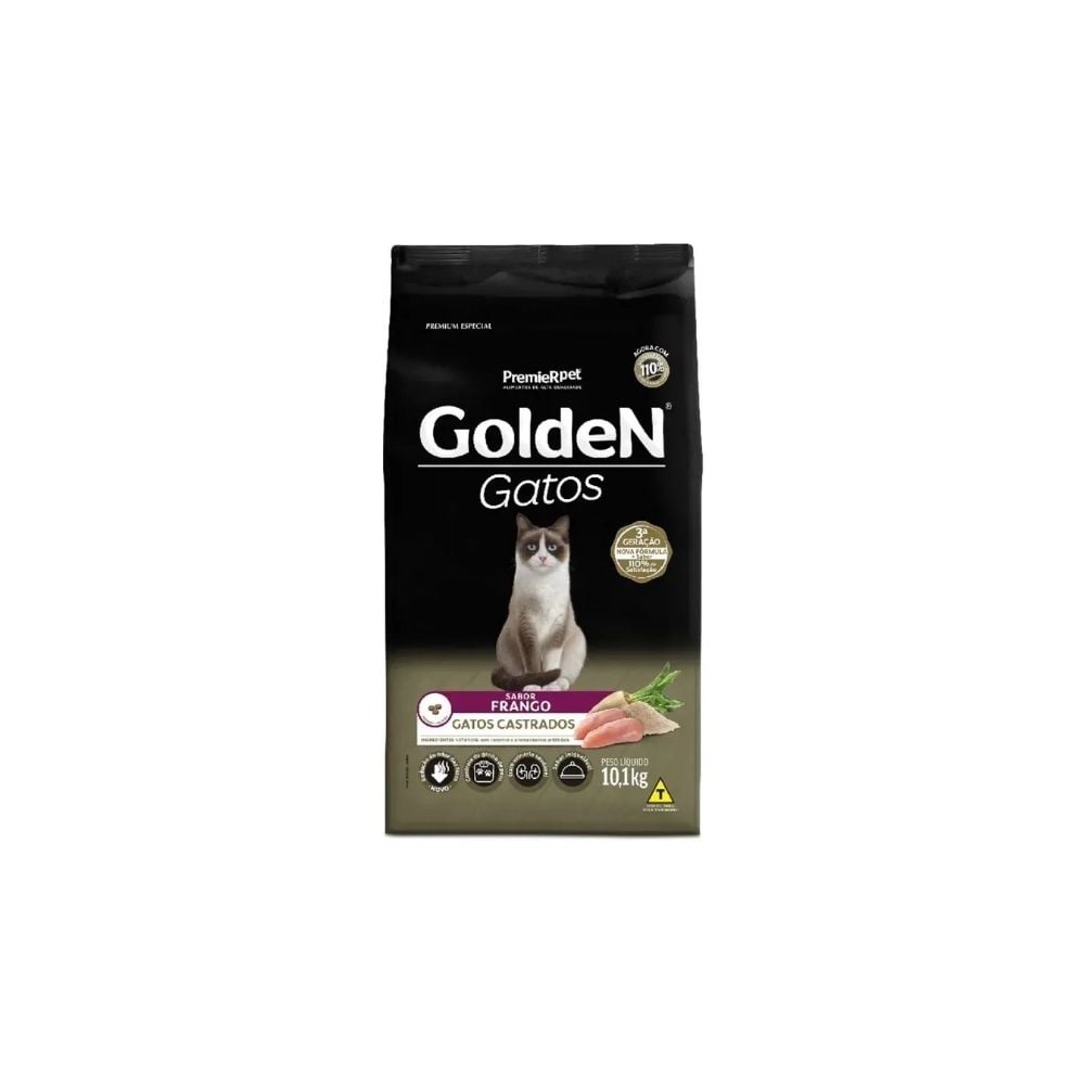 Ração Golden Gatos Castrados Sabor Frango - 10,1 Kg - imagem 1