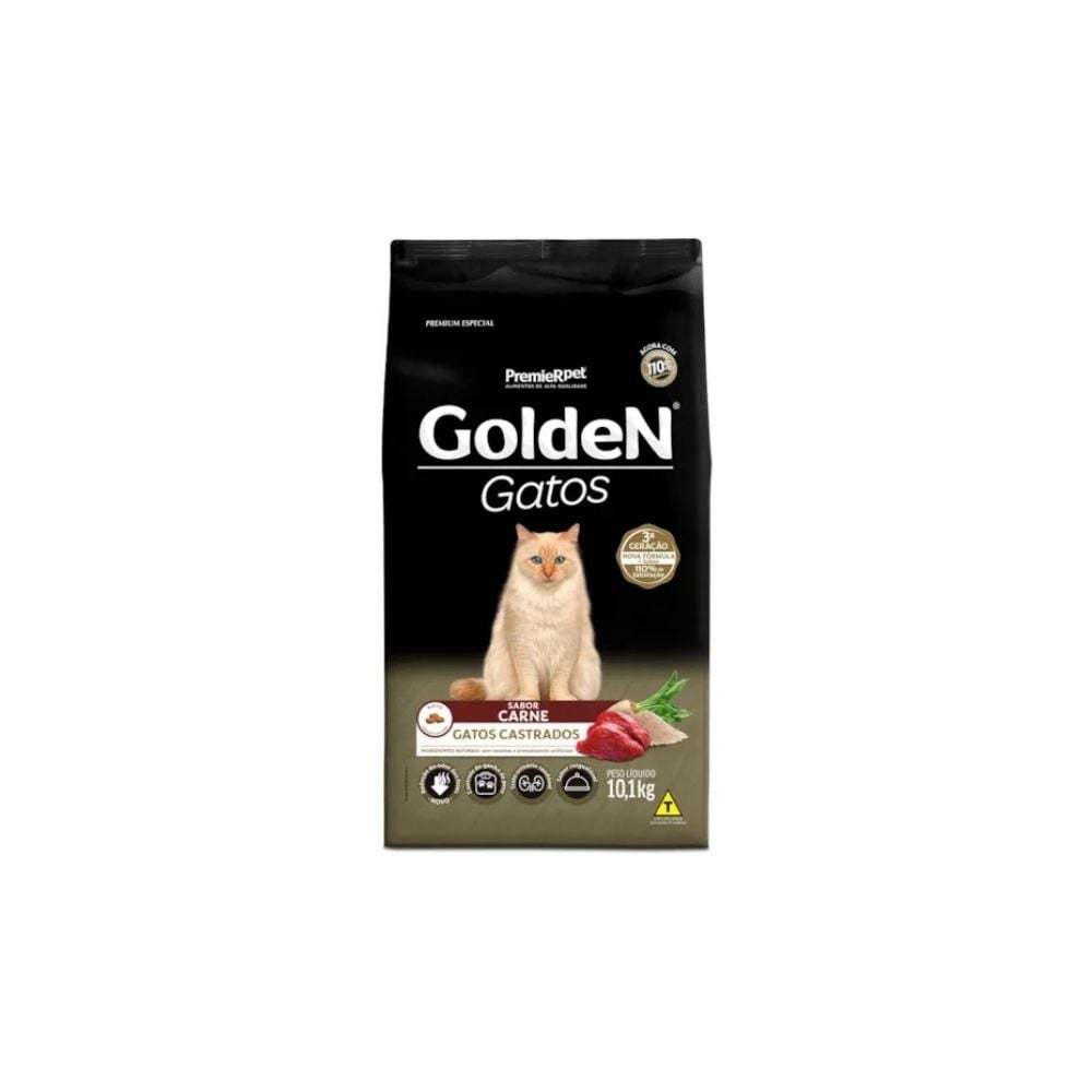 Ração Golden Gatos Castrados Sabor Carne - 10,1 Kg - imagem 1