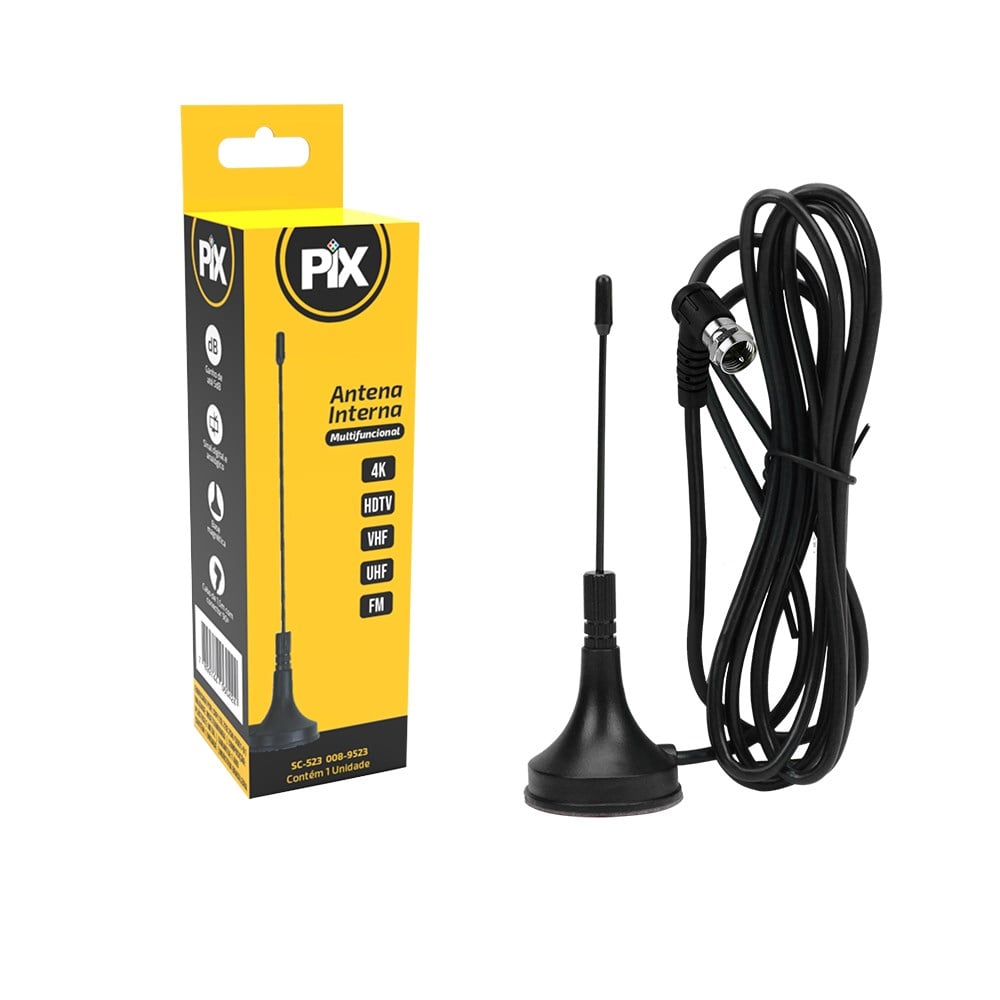 Antena Digital Pix Interna Mini Cabo 1.50m